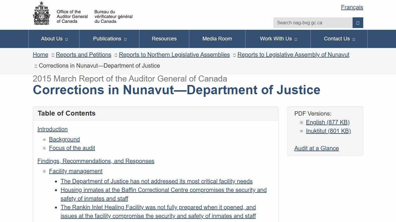 Corrections in Nunavut—Department of Justice